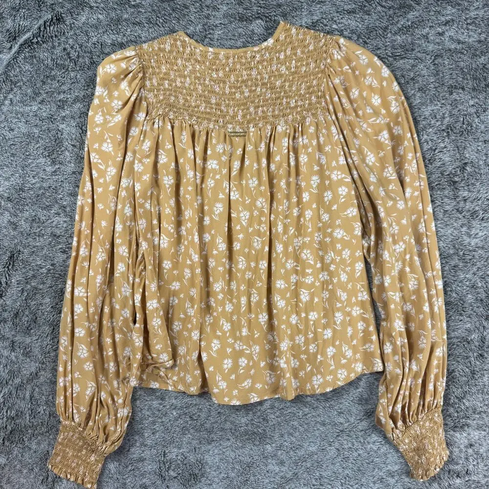 Billabong Blouse Women's Small Yellow & White Floral